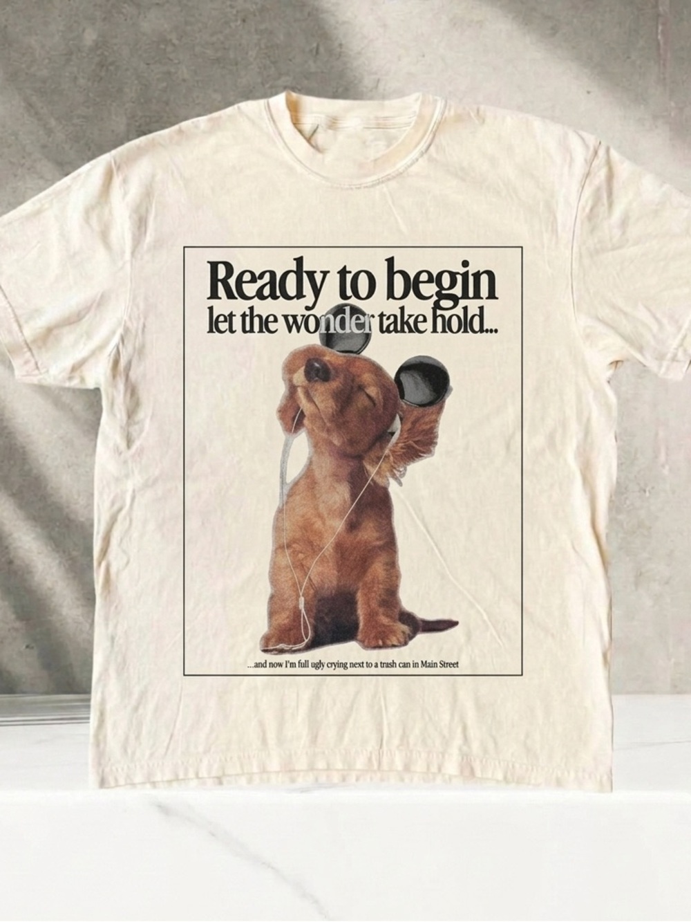 Ready to Begin Dog Shirt, Cute Dog Graphic Tee - Off White Unisex